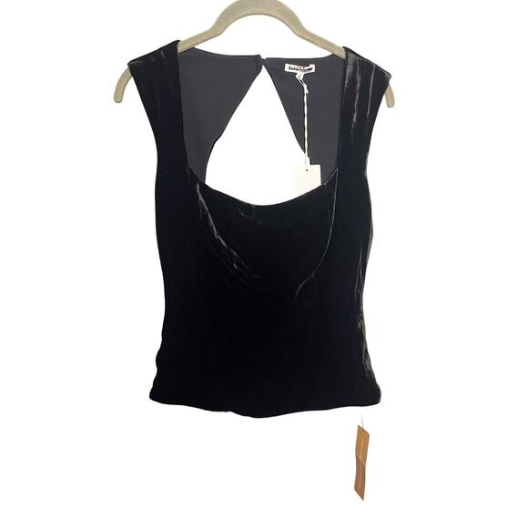 NWT Reformation Diandra Velvet Top Black Cutout Size 6 - Picture 3 of 6